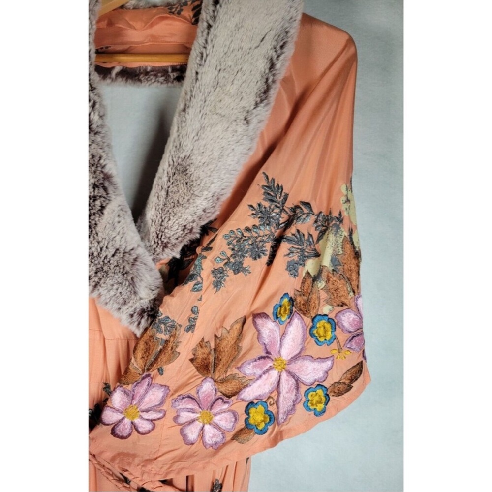Free People Peach and Purple Midi Dress with Faux Fur Collar - Picture 7 of 9